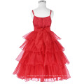 Grace Karin Spaghetti Straps Flower Girl Princess Bridesmaid Wedding Pageant Vestido de bolo vermelho CL010404-1